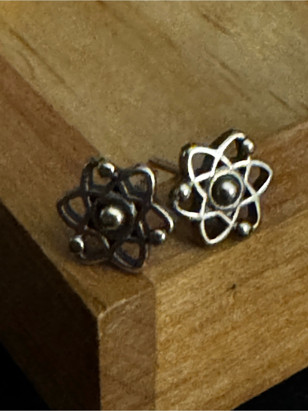 Sterling Silver Atomic Stud Earrings - Silver